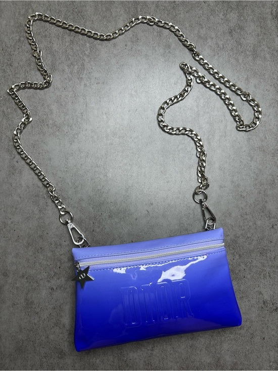 Dior Handbags - Dior Beauty Ombré Blue Patent Cosmetic Pouch Crossbody Bag Chain Strap Modified